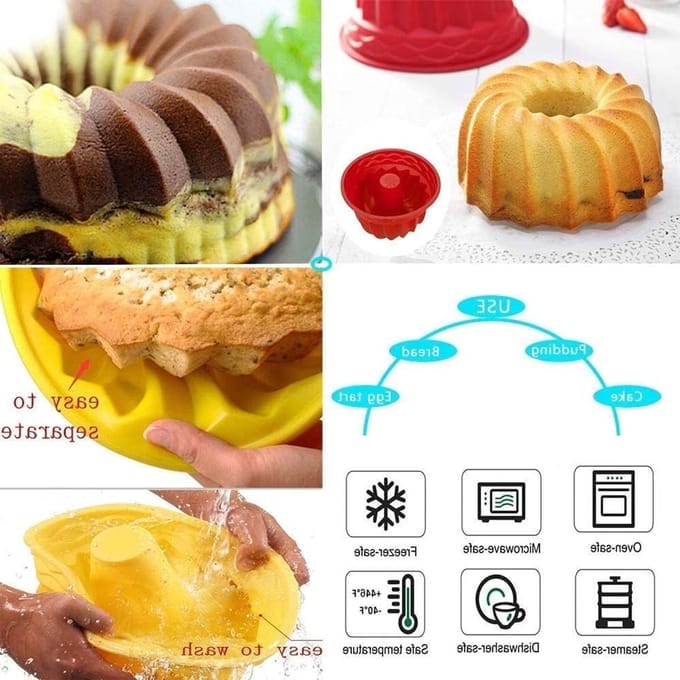 12 Mini Silikon Bakvormpjes voor Muffins, Taarten en Chocoladepudding - Herbruikbare Turban Mold