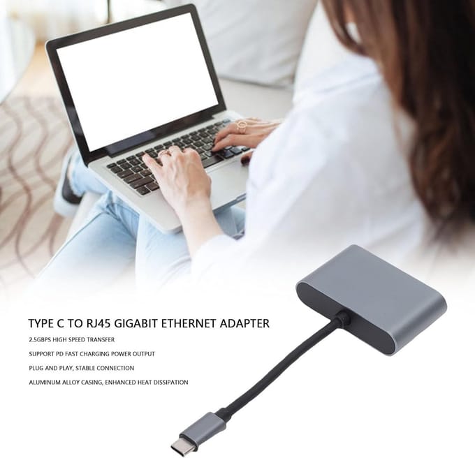 USB C Ethernet Adapter - Netwerkadapter RJ45 - Snelle Internetverbinding - 2.5 Gbps Snelheid