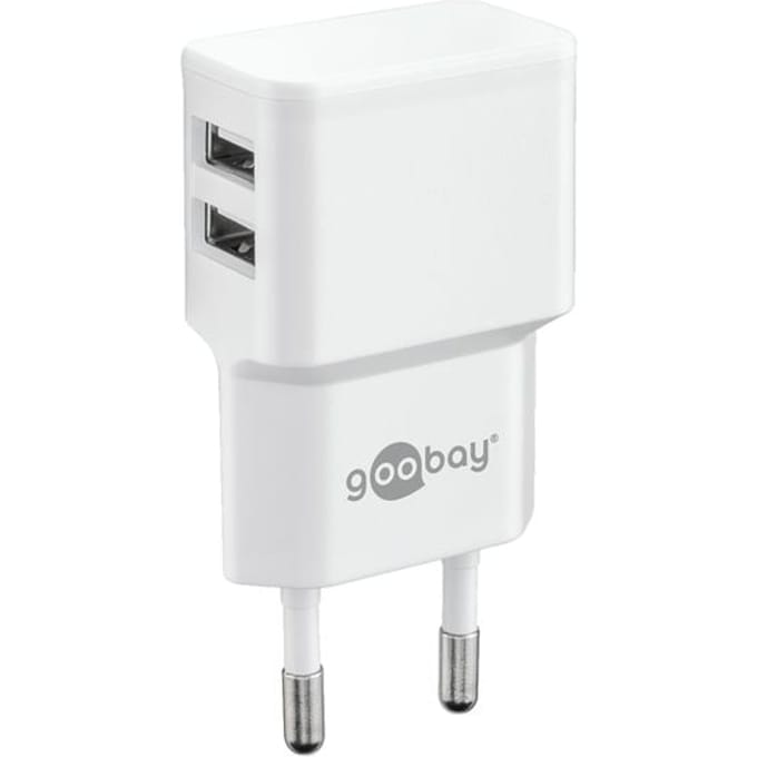 Goobay USB thuislader met 2 poorten - haaks - 2,4A / wit