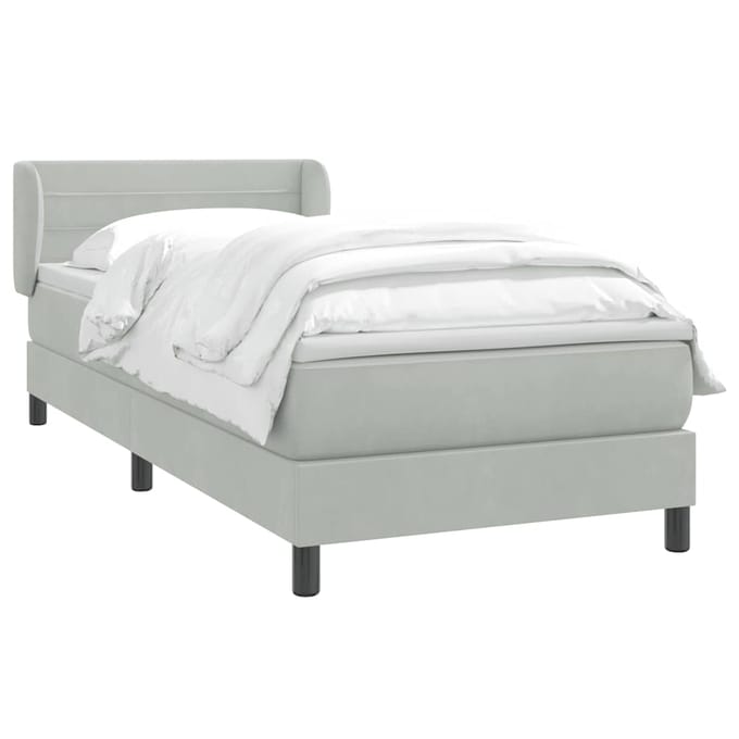 vidaXL - Boxspring - met - matras - fluweel - lichtgrijs - 80x220 - cm