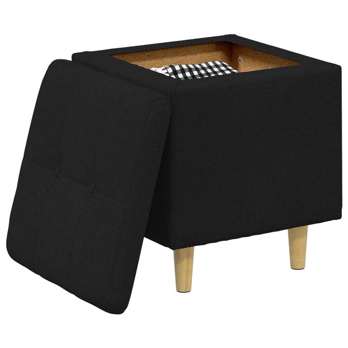 vidaXL - Ottoman - met - opslag - Zwart - 40 - x - 40 - x - 45 - cm - Stof
