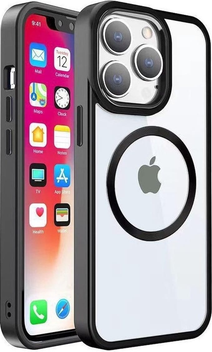 Cityhoesje - iPhone 14 Pro - Backcover - Magsafe - Transparant Zwart