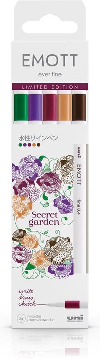 Uni Emott Fineliner Set 5 stuks - Secret Garden