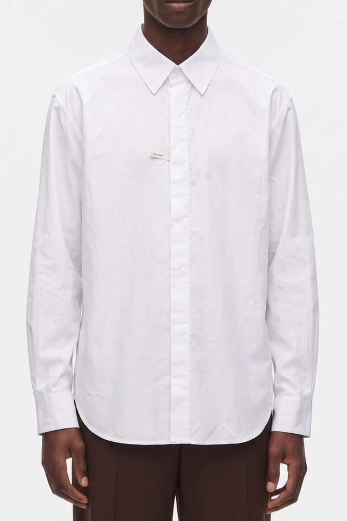 Calvin Klein Ls Solid Crisp Shirt Brilliant White Größe: M | Business hemden Outlet | Herren | Weiß