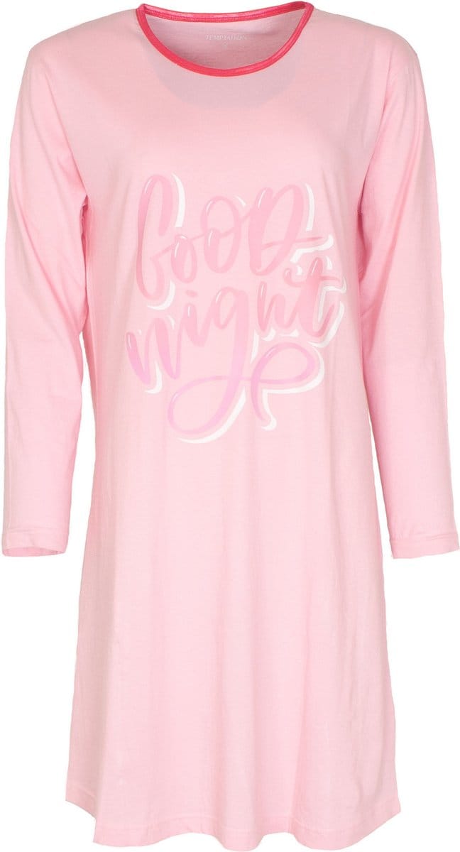 Temptation Dames Nachthemd - Bigshirt - Goodnight Tekst - Roze - Maat S