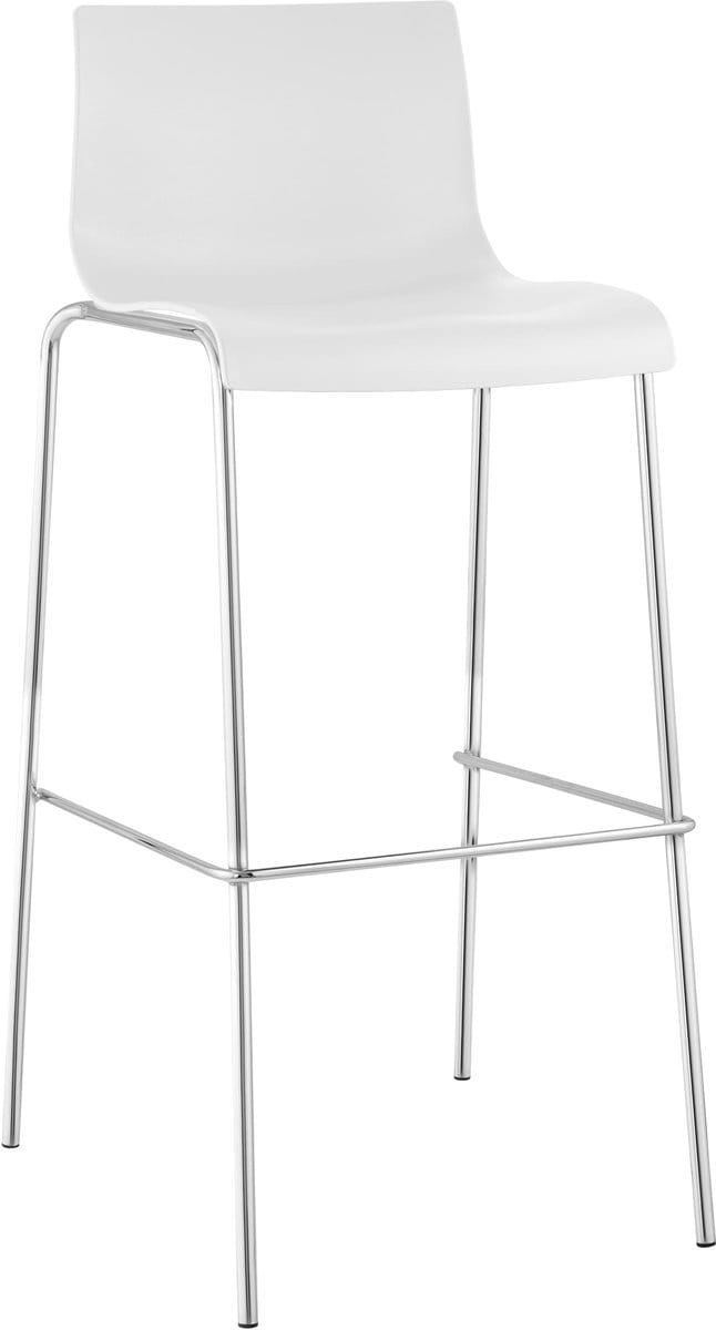 CLP Barkruk Hover kunststof 4-potig frame, met rugleuning, voetsteun chroom/wit
