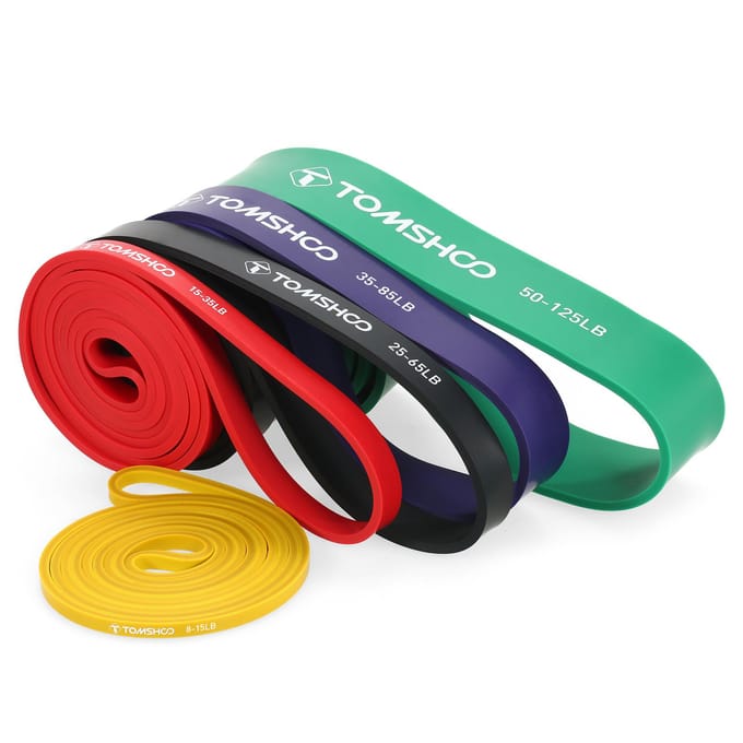 TOMSHOO 4 stuks Pull Up Assist Bands Set Weerstandsbanden Powerlifting Workout Oefening Stretch blue