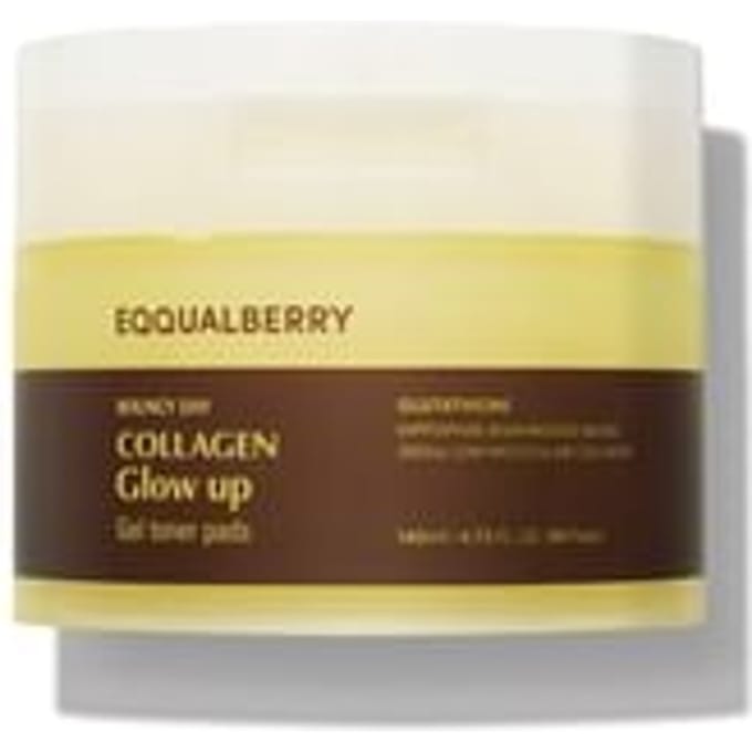EQQUALBERRY, Collagen Glow Up, Gel Toner Pads, 140ml (4,73 vloeibare ounces) yellow