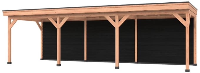 Douglas overkapping, 900 x 250, Met achterwand, Westwood Comfort Basic zwart