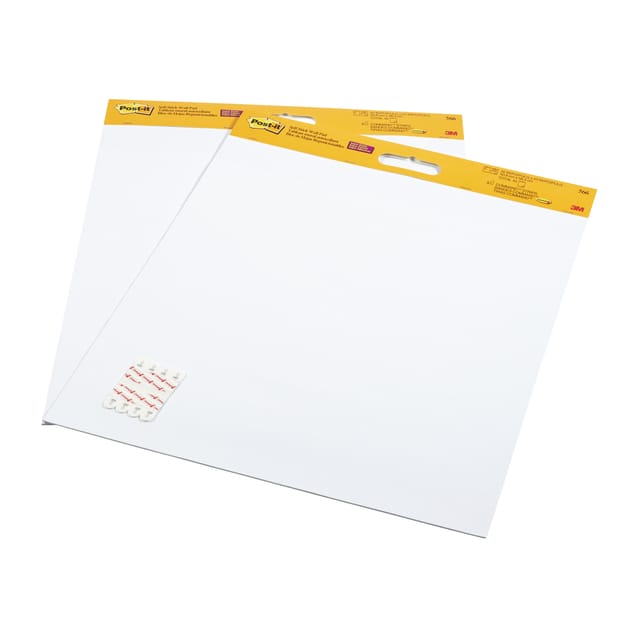 Post-it® Super Sticky zelfklevende Wall Pad Effen Wit 2 blokken 584 mm x 508 mm + 8 Command™ strips