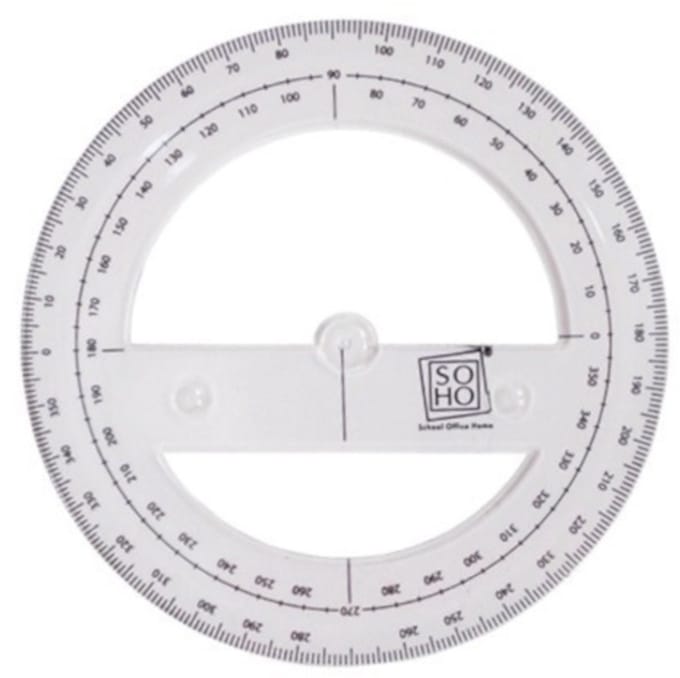 SOHO Kompasroos – Schaalverdeling tot 360 graden – Diameter 10cm – Transparant