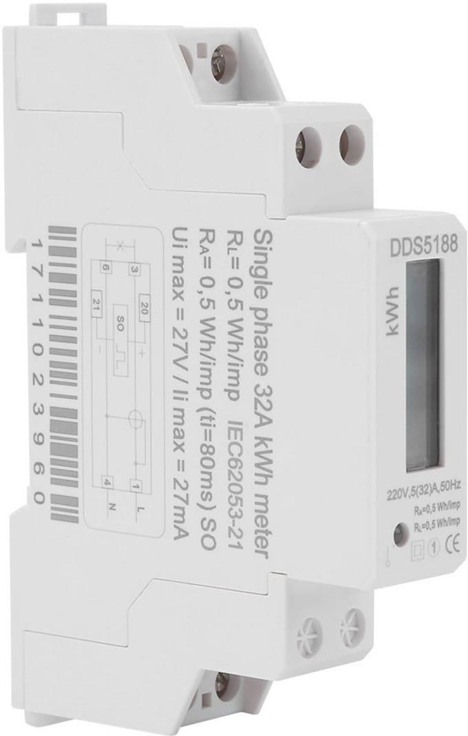 Digitale Stroommeter 220V met LCD Display - Eenfase KWh Meter 5-32A