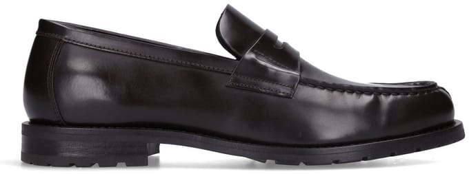 Manfield - Heren - Bruine leren loafers - Maat 42