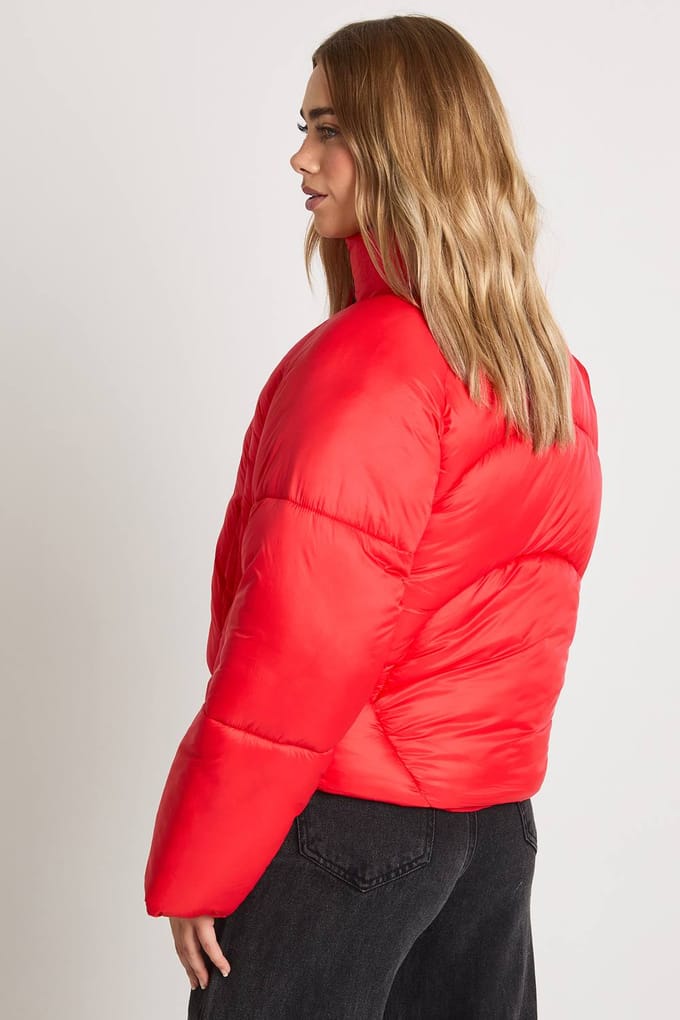 boohoo Dames Quilt Detail Puffer Jacket | Red | Maat: 10