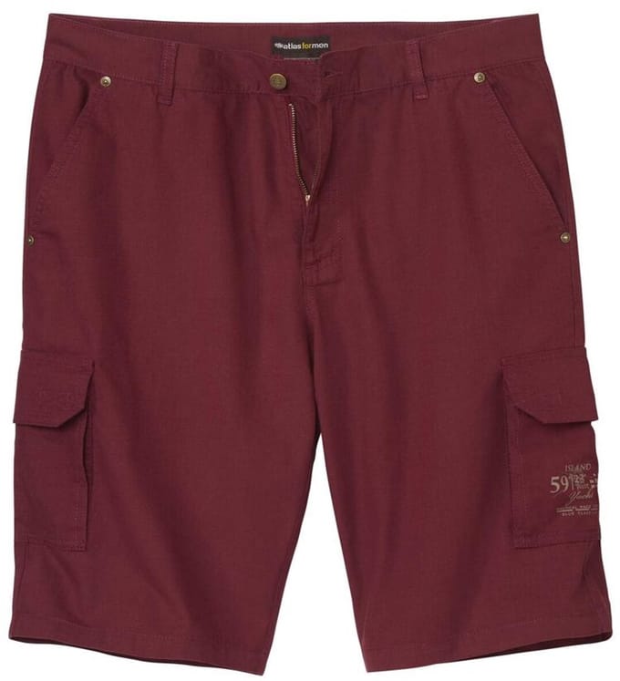 ATLAS FOR MEN - Bordeauxrode cargobermuda van canvas - Heren - Verkrijgbaar in grote maten - W38
