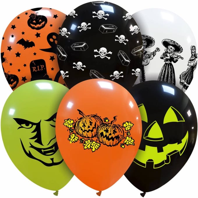 Halloween mixed balloons, 6 stuks