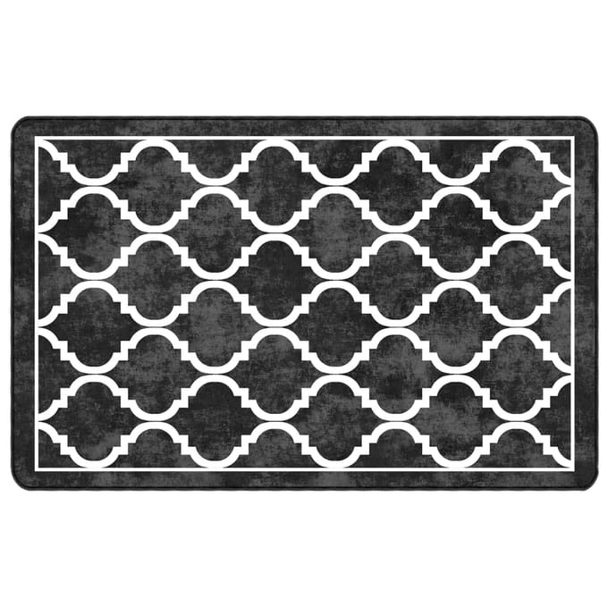 vidaXL - Vloerkleed - wasbaar - 190x300 - cm - zwart - en - wit