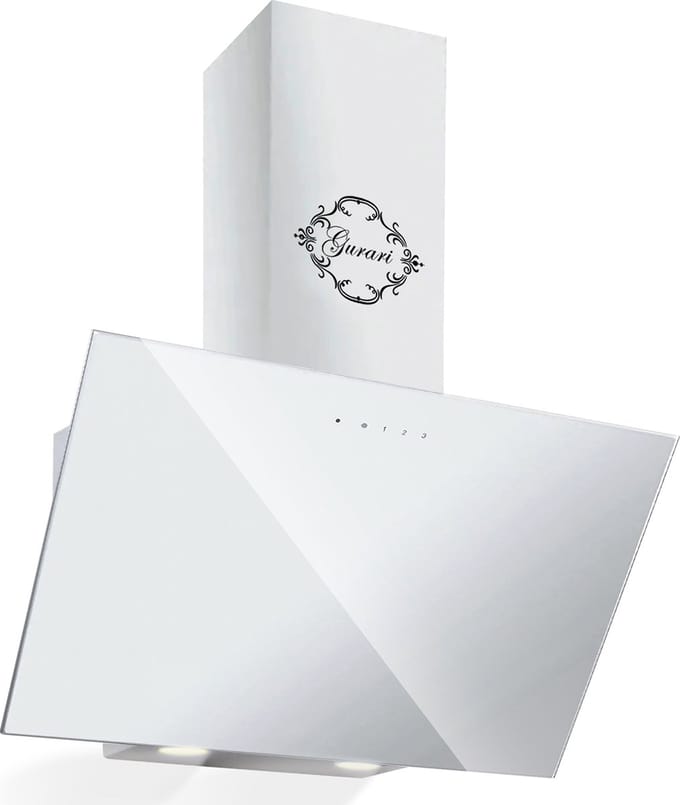 GURARI - afzuigkap - schuin - GCH 286 WH 8 Prime N+Koolfilter - wit - glas - 1000 m³/u - afstandsbediening - wandafzuigkap