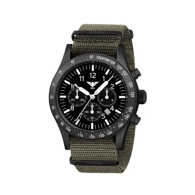 KHS - KHS.PLABSSC.NSGO - Polshorloge - Heren - Solar - PLATOON Black Steel Solar Chronograph