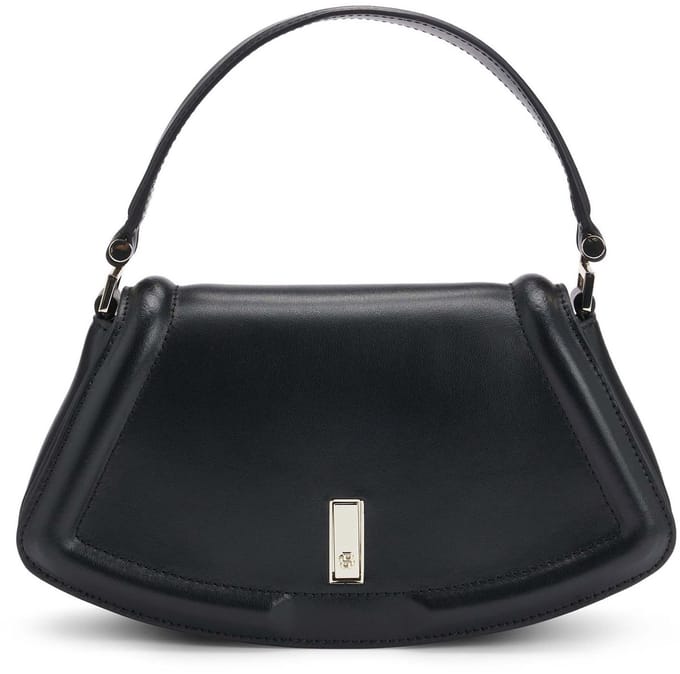 BOSS Leren schoudertas Ariell M Shoulder Bag Black zwart