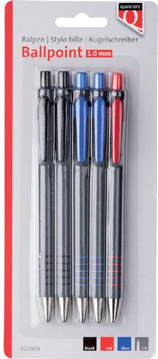 Balpen quantore grip drukknop ass | 12 stuks