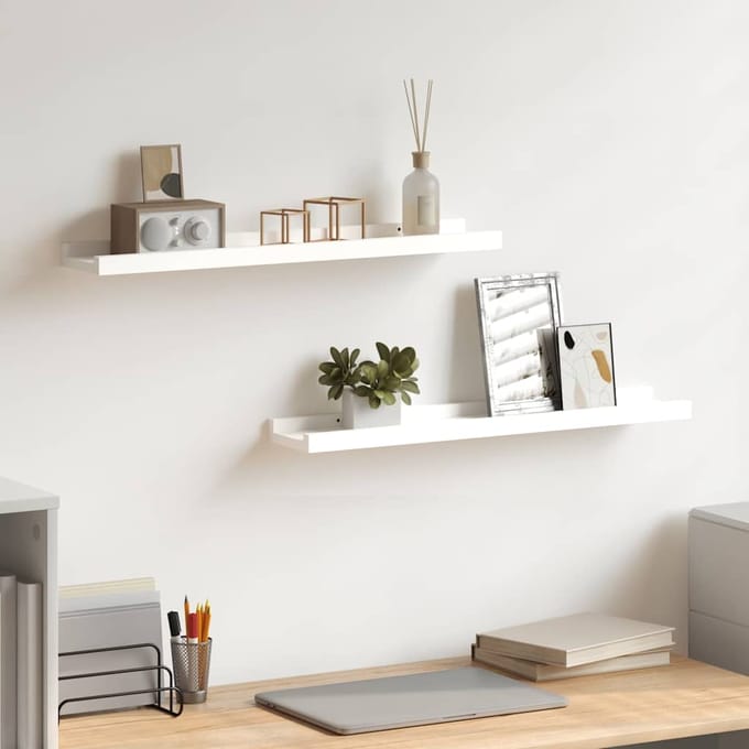 vidaXL - Fotoplanken - 2 - st - 60x9x3 - cm - MDF - wit