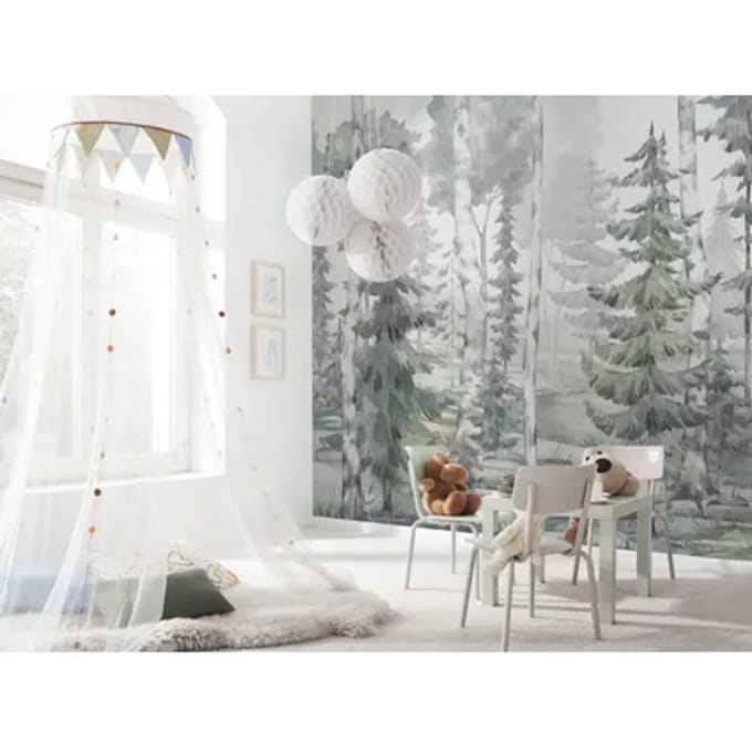 Komar Fotobehang White Birches - Groen - 2,50m X 300cm
