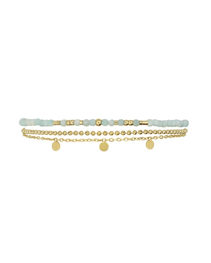 Mint15 Armband 'Alexis' - Amazoniet - Goudkleur RVS/Stainless Steel