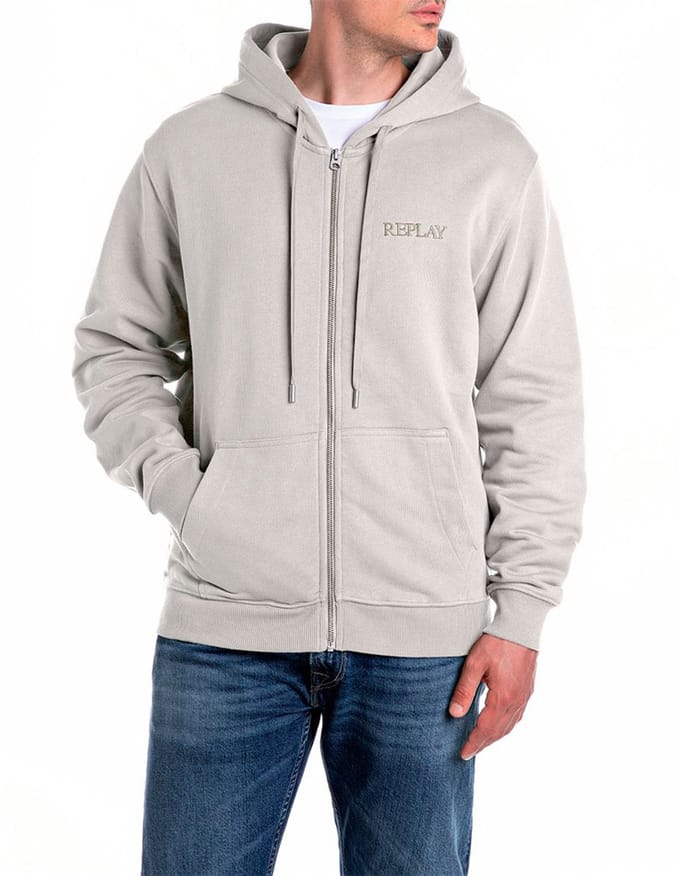 Replay M3083.000.23802 Sweatshirt Met Rits Beige L Man