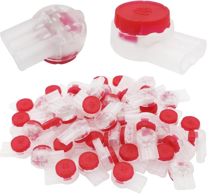 50 Stuks Telefoonstekkers, 3 Poorten/3 Kern Sets, Geschikt voor Diverse Kabelverbindingen (Rood)