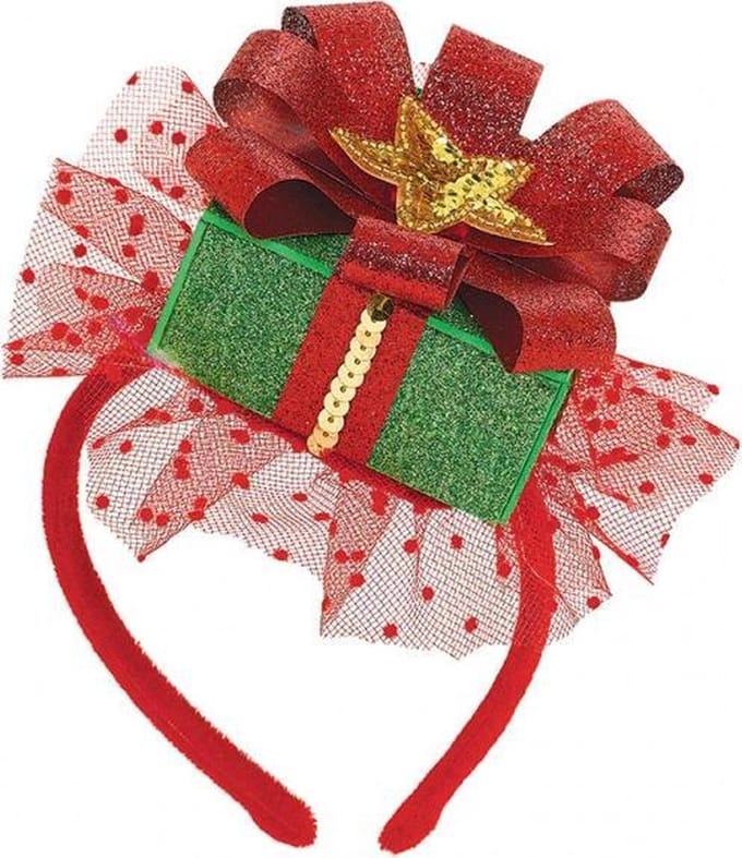 Amscan Diadeem Kerstcadeautje Vilt Groen/rood One-size