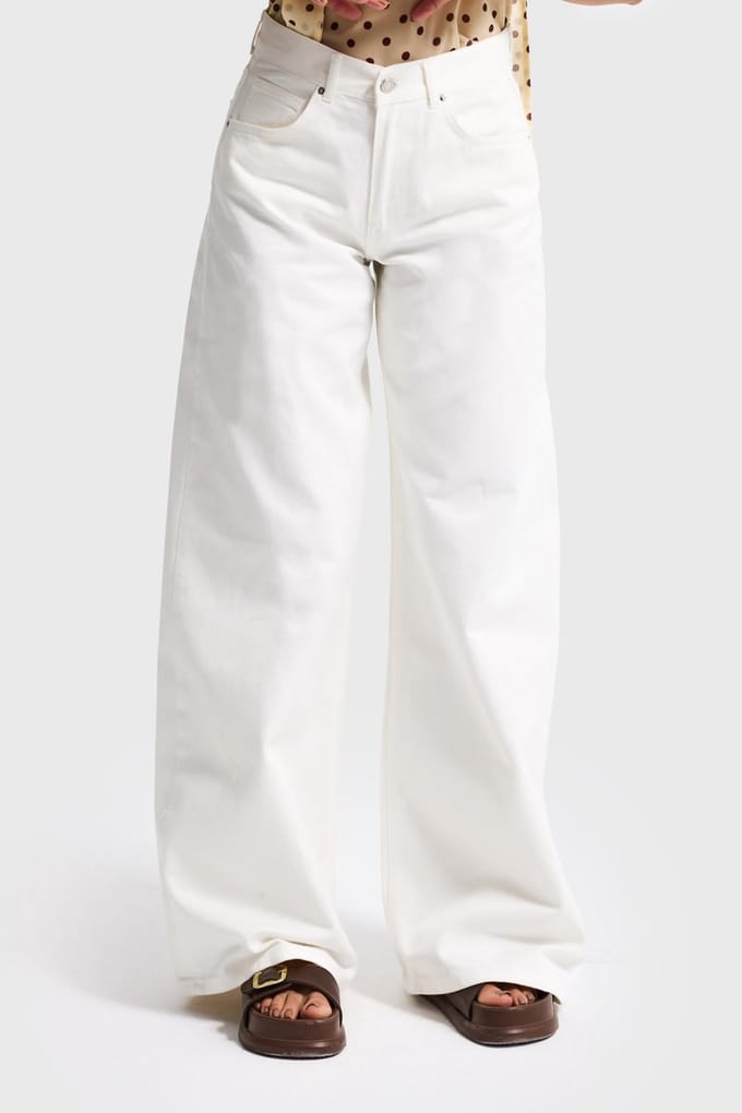 It's Basic - ELENA PALAZZO MID RISE JEANS - OFF WHITE