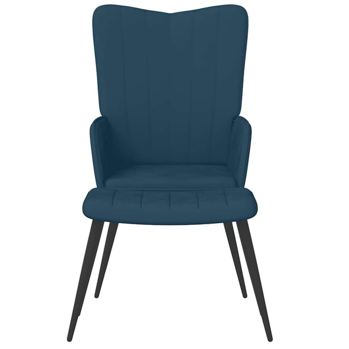 vidaXL - Relaxstoel - met - voetenbank - fluweel - blauw