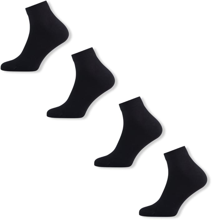 Basset Bamboe - Unisex Quarter Sokken - 4-pack - Maat 35/38 - Zwart