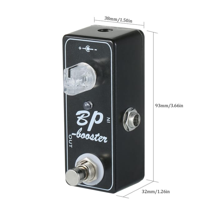 MOSKY Audio Mini Gitaarpedalen BP Booster Clean Boost Effect Type True Bypass-schakeling voor gitaar zwart