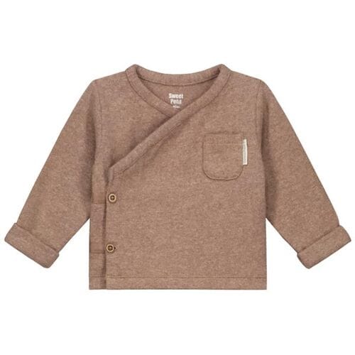 Sweet Petit Mini overslagshirt Mid Brown Melange 68 unisex