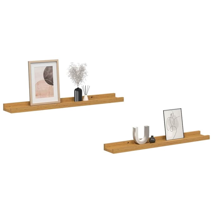 vidaXL - Wandplank - 2 - st - Beige - 60 - x - 9 - x - 3 - cm - Bewerkt - hout