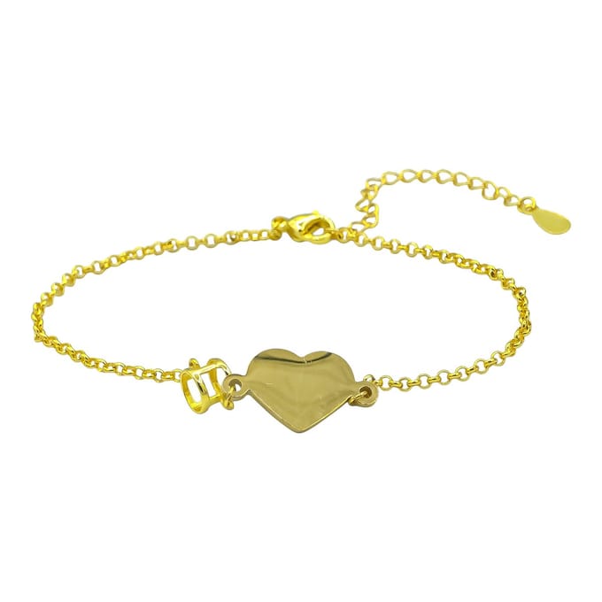 Stainless Steel Armband met Harthanger - 16+5 cm - Goudkleurig verguld