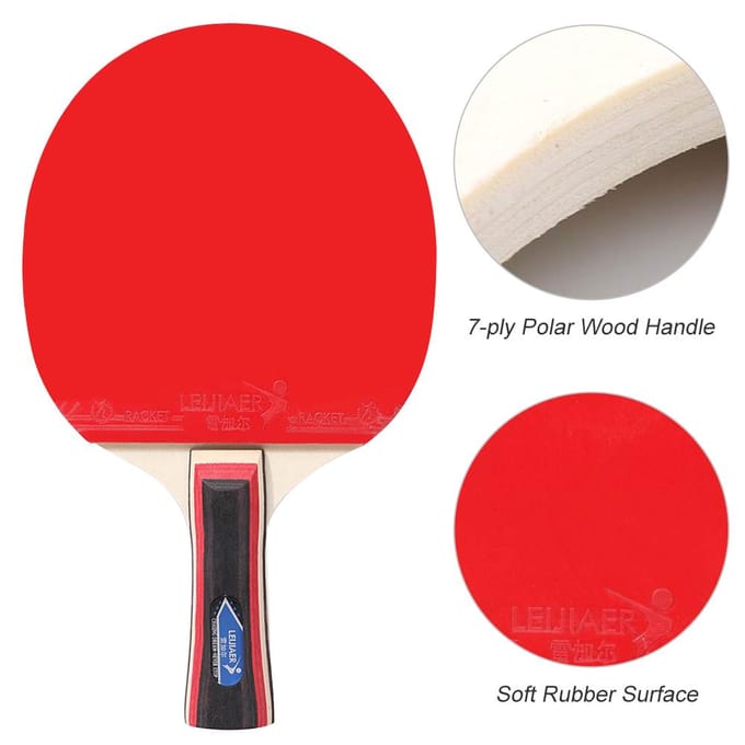 Set met 2 pingpongtafels, 2 pingpongrackets met 3 pingpongtafels Long Handle red