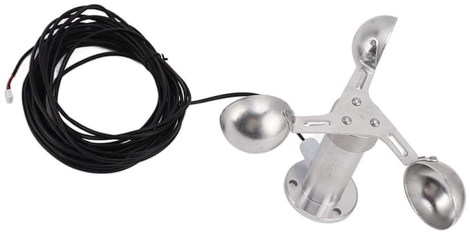 Anemometer Windsnelheidssensor - Windmeter Windmeter - Meteorologische Meting - Aluminiumlegering Constructie - 8M Kabel - Grijs