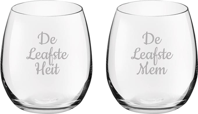 Gegraveerde Drinkglas 39cl De Leafste Mem-De Leafste Heit
