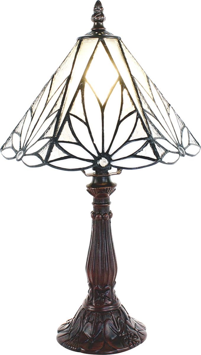 Lumilamp Tiffany Tafellamp Ø 20x34 cm Wit Bruin Glas