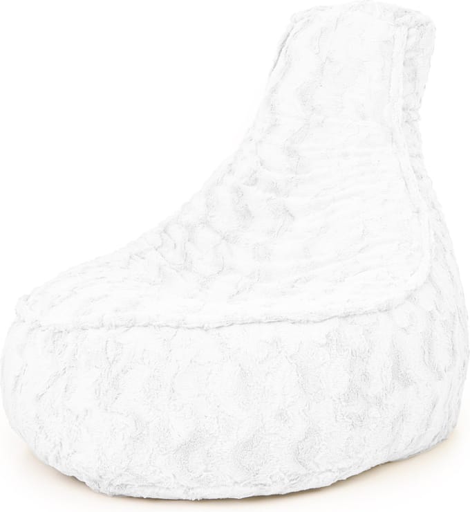 Drop & Sit - zitzak/stoel - stijlvolle bontlook (faux) - wit - Noa JR - 100 Liter
