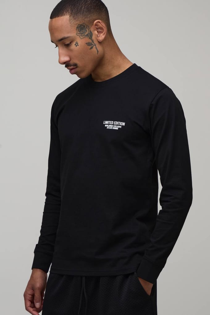 Limited Edition Regular Fit T-shirt Met Lange Mouwen | Black | Size Medium
