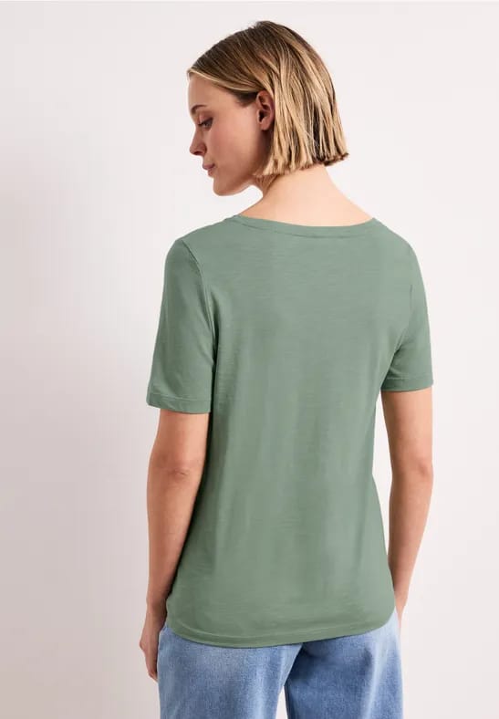 Basic Shirt met V-hals in effen kleur