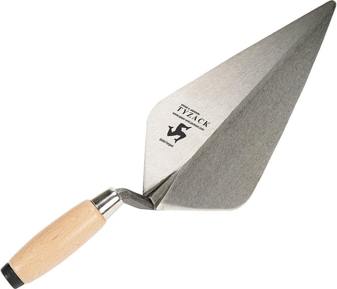 V Tyzack Metselspaan, breed uiteinde, houten handvat, 10"