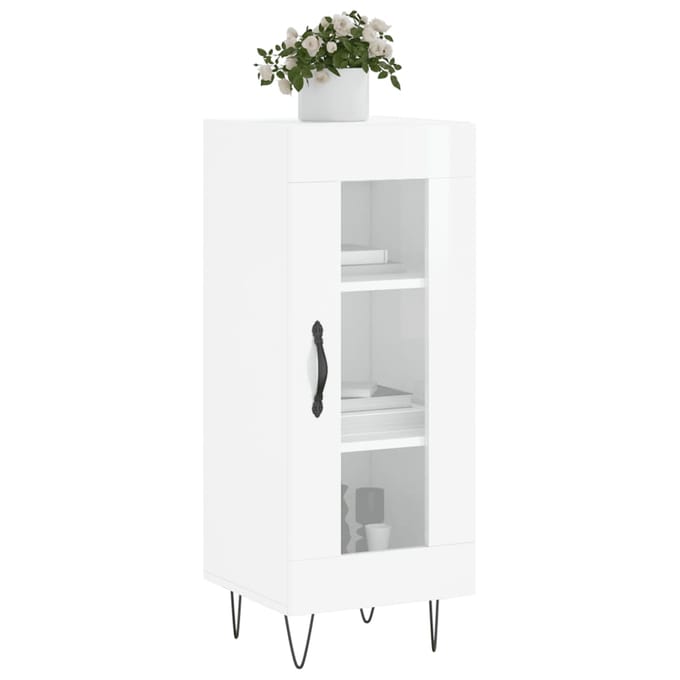 vidaXL - Dressoir - 34,5x34x90 - cm - bewerkt - hout - hoogglans - wit