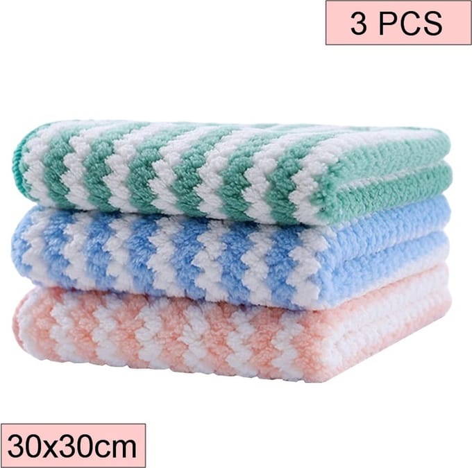 Fako Bijoux® - Microvezel Schoonmaakdoekjes - Vaatdoek - Wave - 30x30cm - 3 Stuks
