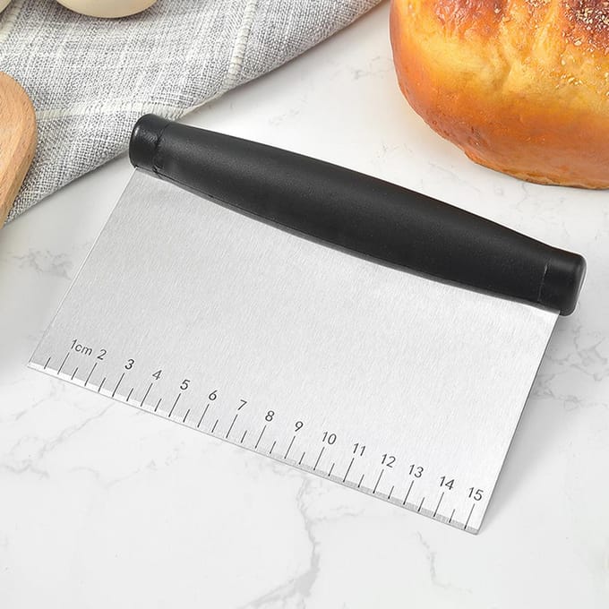 Multifunctionele Bank Schraper Roestvrij Staal Pizza Deeg Schraper Hakker Deegsnijder voor Brood en black