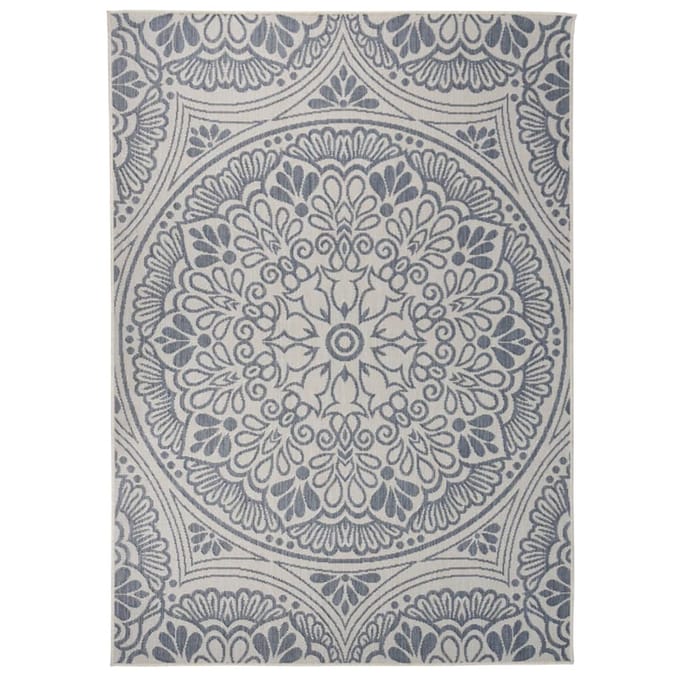 vidaXL - Buitenkleed - met - patroon - platgeweven - 120x170 - cm - blauw